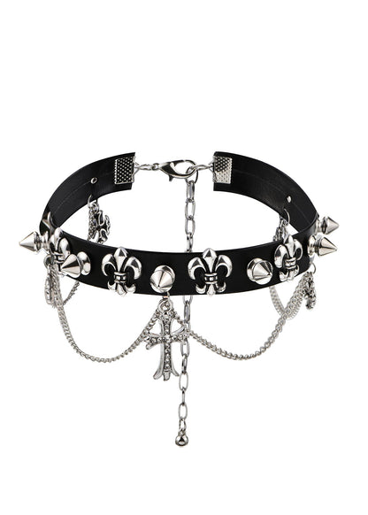 Collana girocollo con cintura a croce cromata Vander