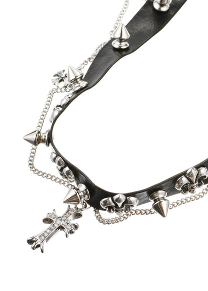 Collana girocollo con cintura a croce cromata Vander