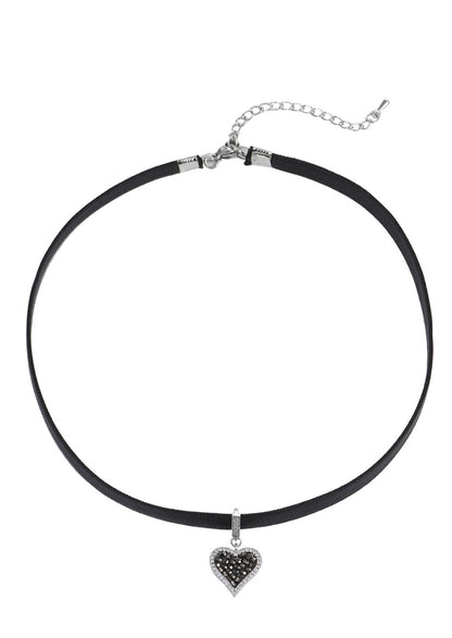 Hikaru – Schwarze Lederhalskette mit Herz