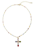 Geraldine Bunte Kristallkreuz-Goldkette