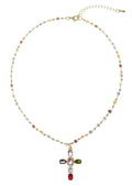 Geraldine Bunte Kristallkreuz-Goldkette