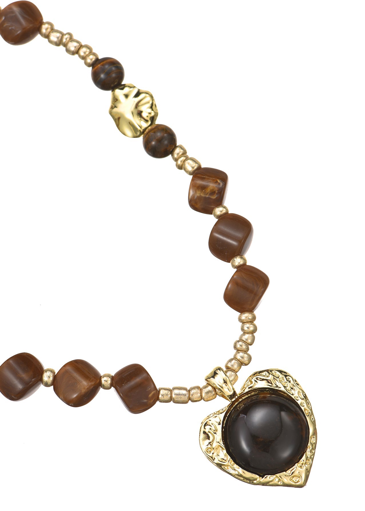 Collana in pietra marrone con occhio di tigre dorato Manuelle