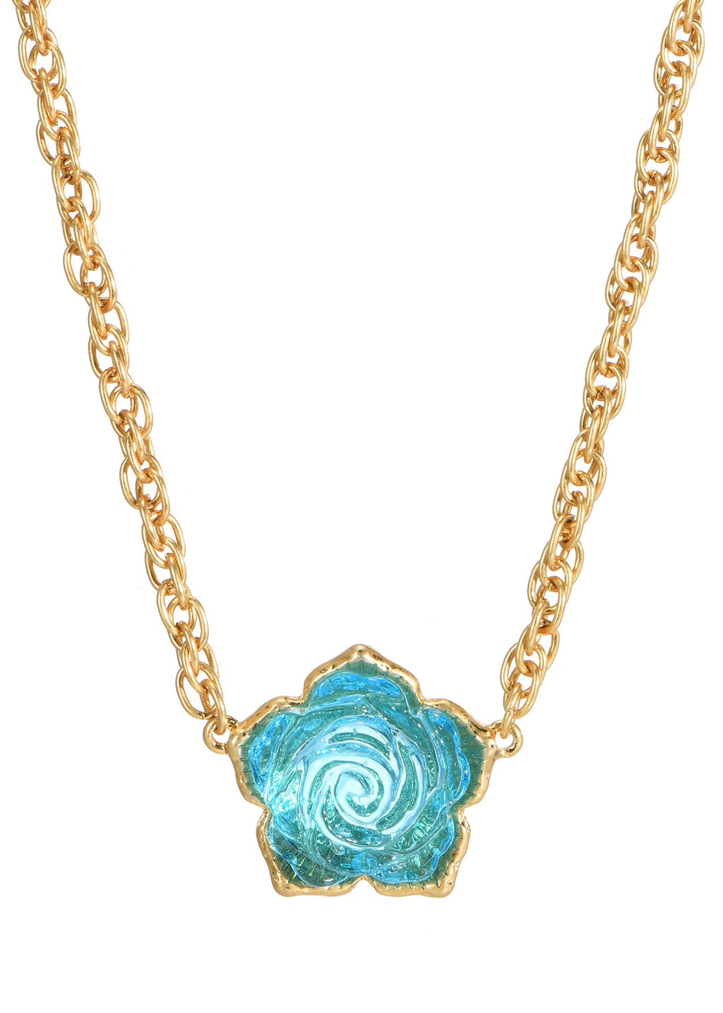 Sommernachtstraum Blaue Rose Goldene Halskette