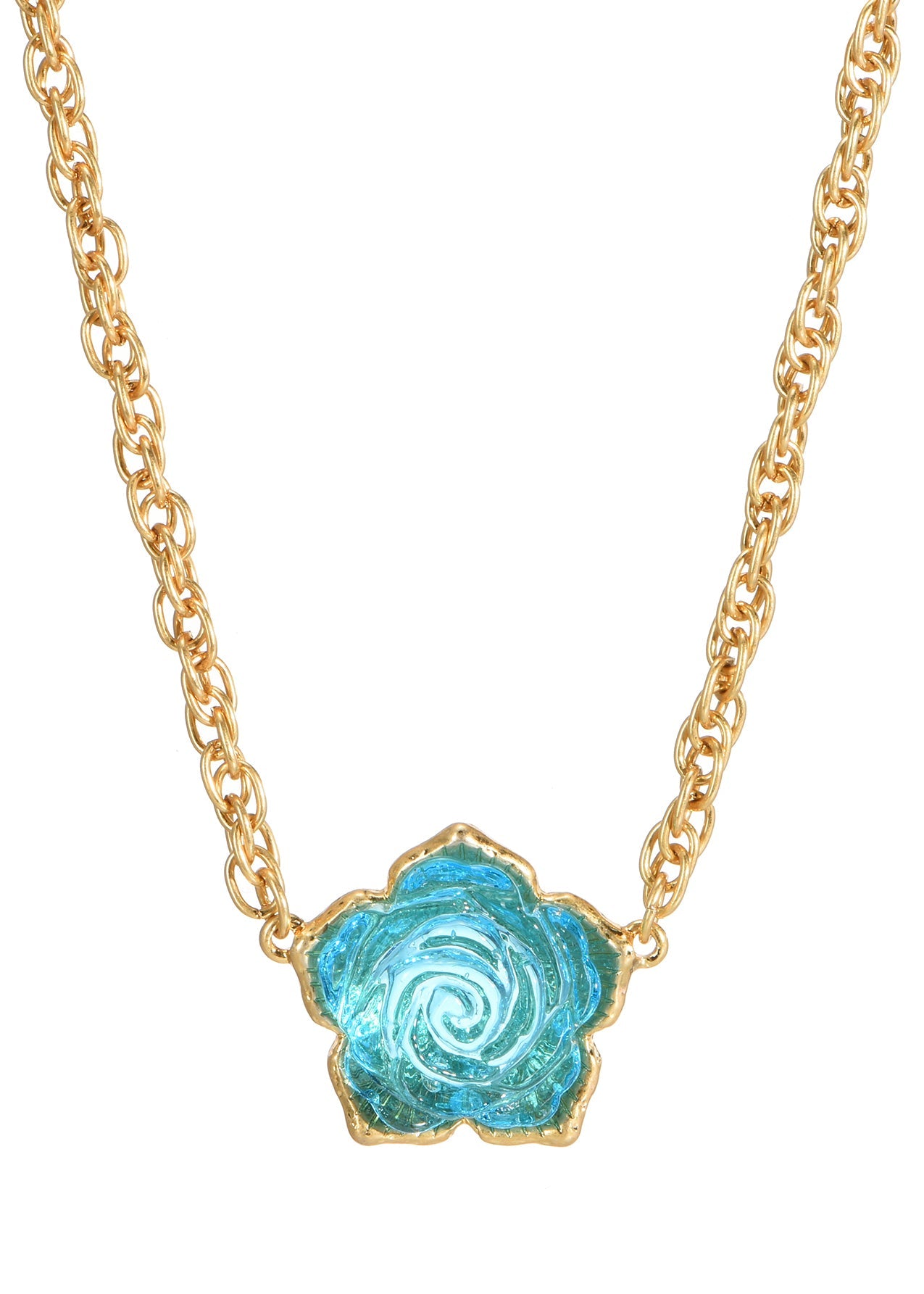 Sommernachtstraum Blaue Rose Goldene Halskette
