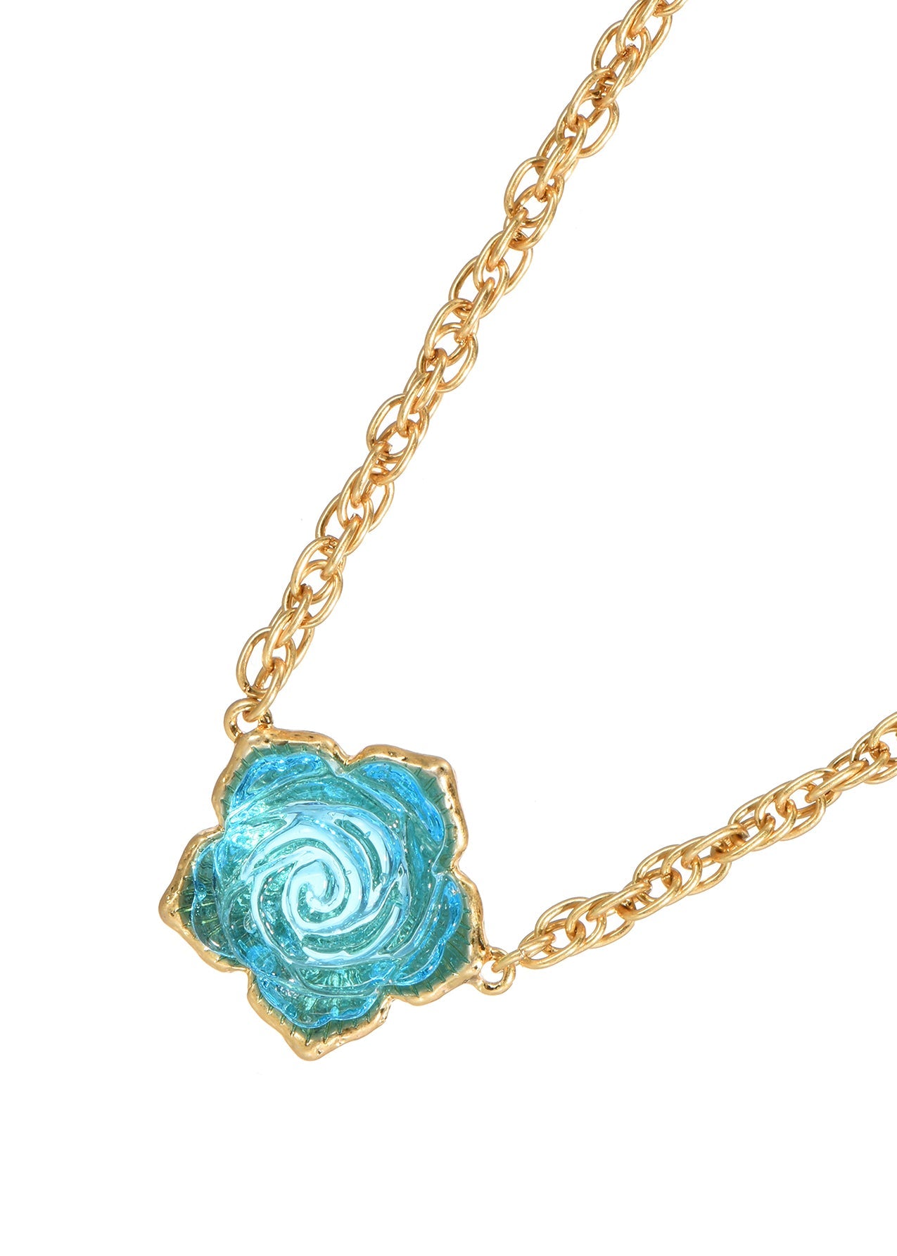 Sommernachtstraum Blaue Rose Goldene Halskette