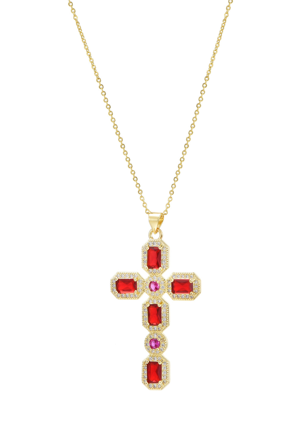 Scarlett Rote goldene Kreuzkette