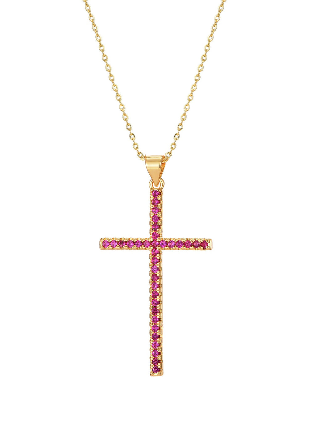 Charline Rote Rose Feines Kreuz Goldene Halskette