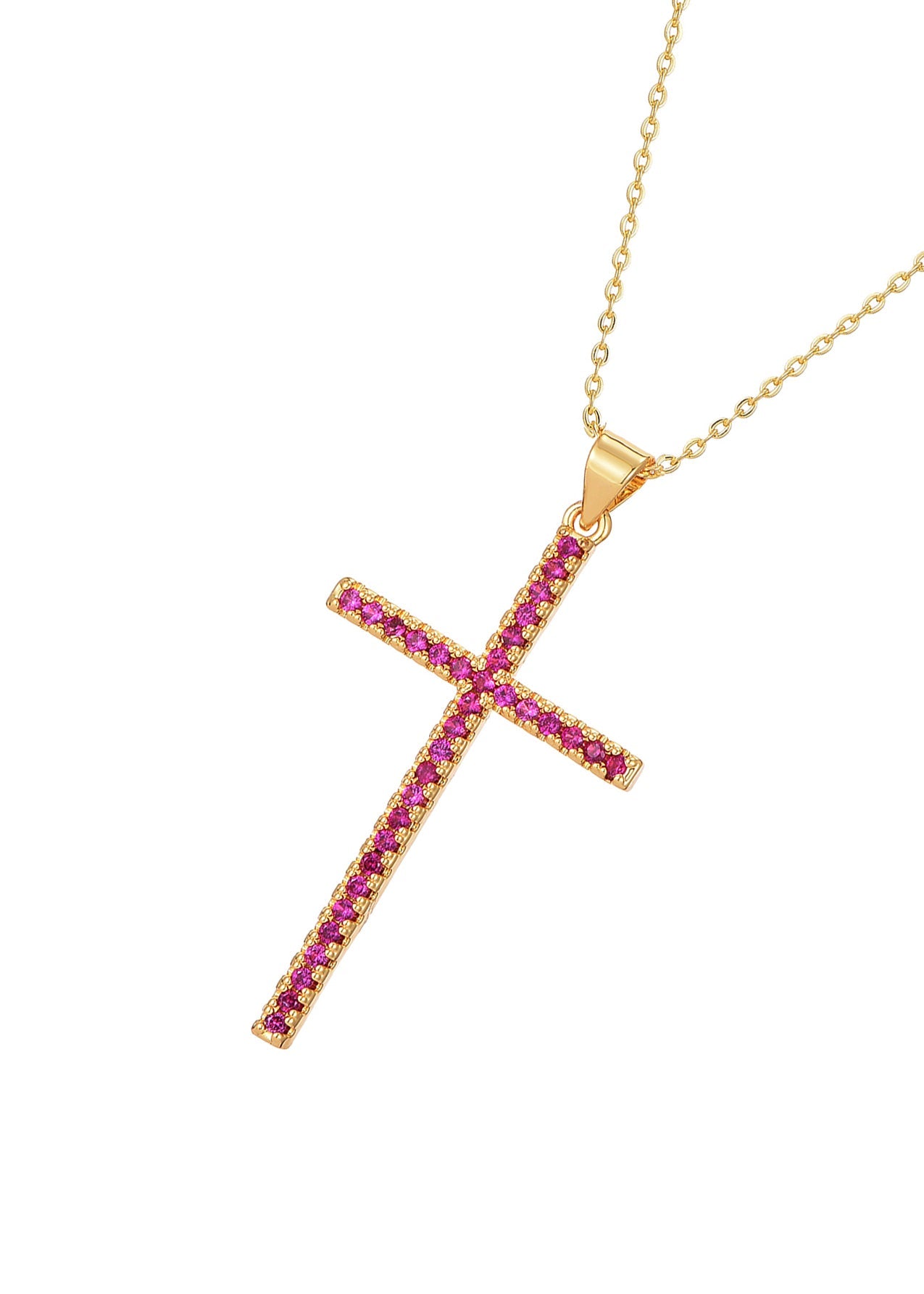 Charline Rote Rose Feines Kreuz Goldene Halskette