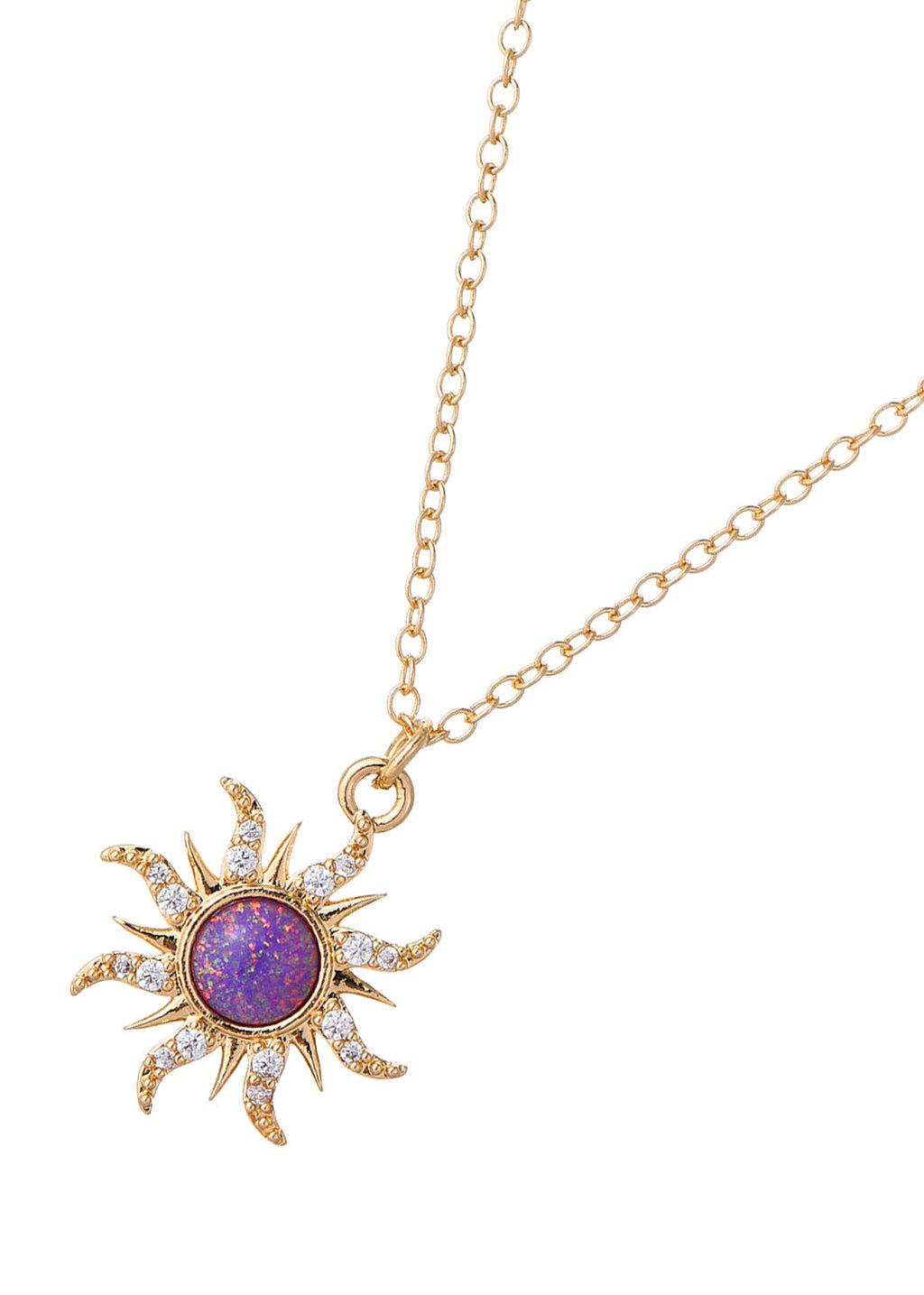 Kasey – Goldene Halskette mit rosa Sonnenopal