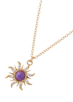 Kasey – Goldene Halskette mit rosa Sonnenopal