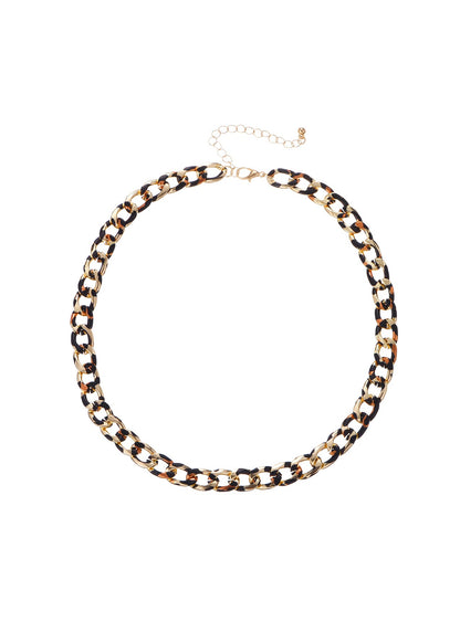 Set di collana e bracciale con catena dorata e leopardo Leo