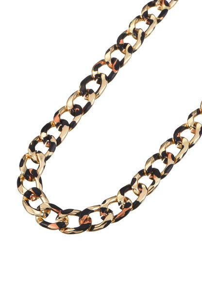 Set di collana e bracciale con catena dorata e leopardo Leo
