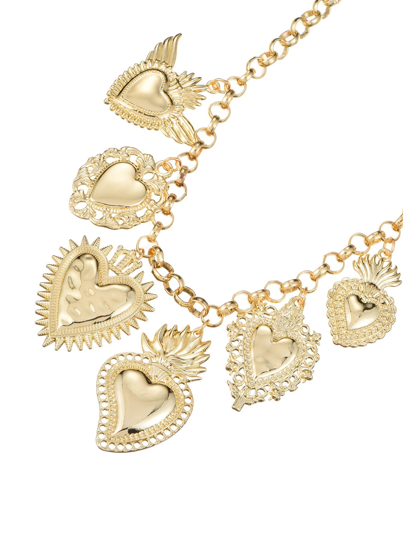Collana dorata con cuore ardente del Sacro Cuore