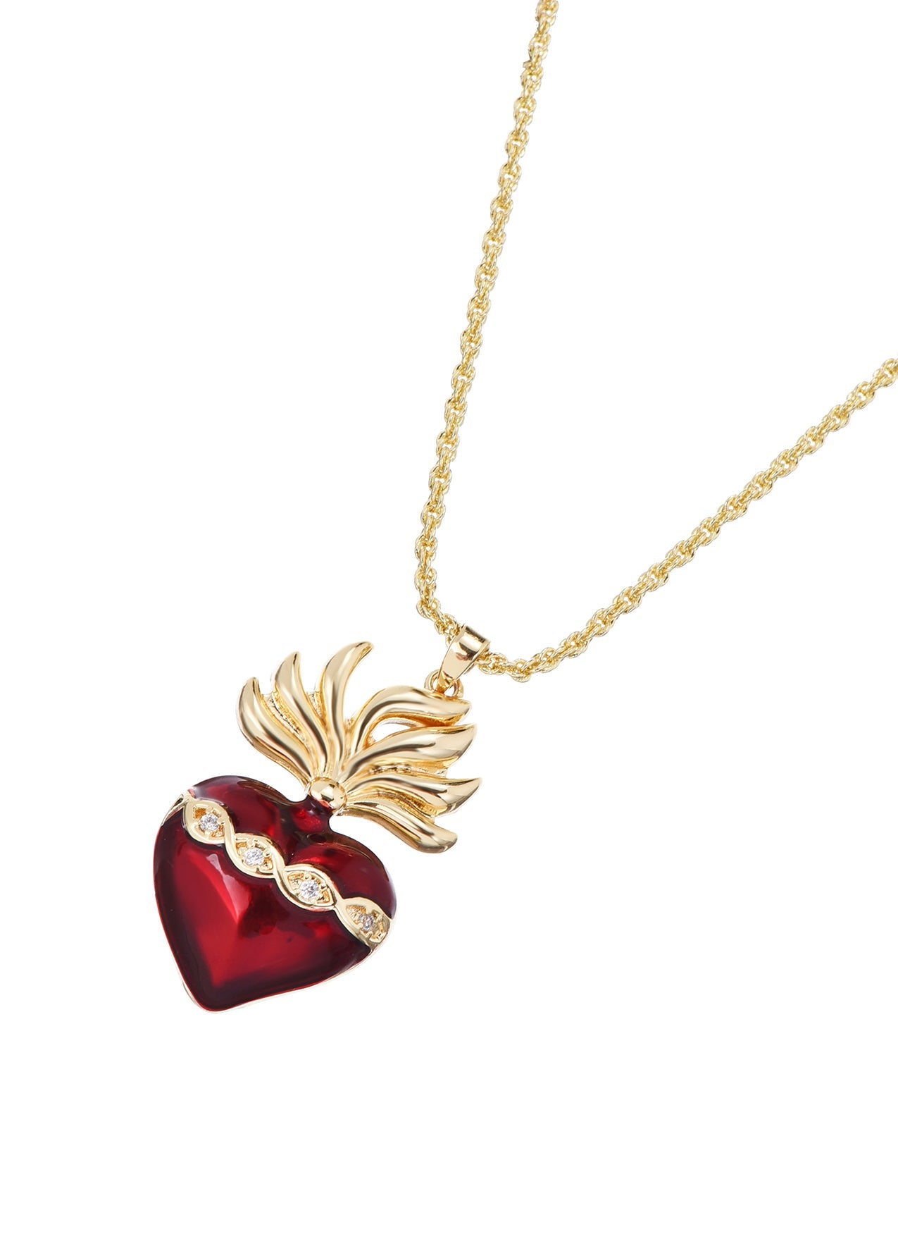 Collana con ciondolo cuore ardente del Sacro Cuore