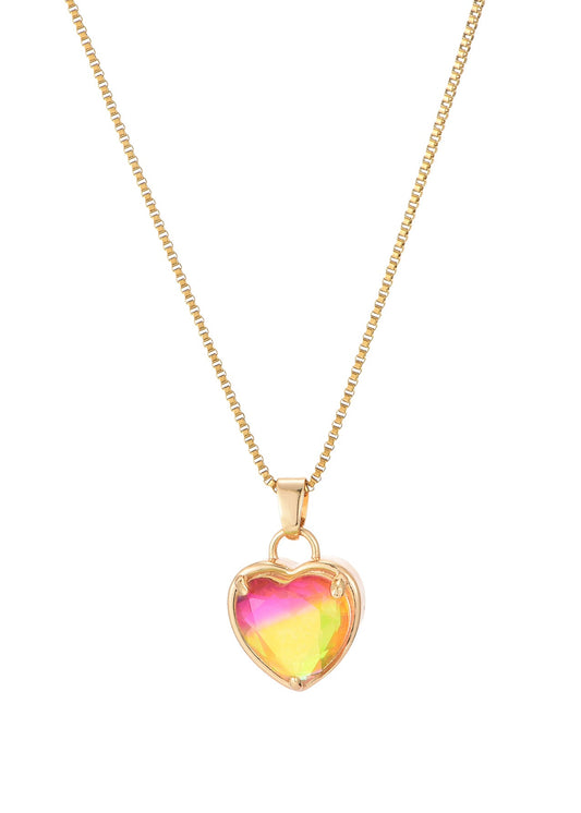 Collana dorata con cuore di pina da cocktail estivo