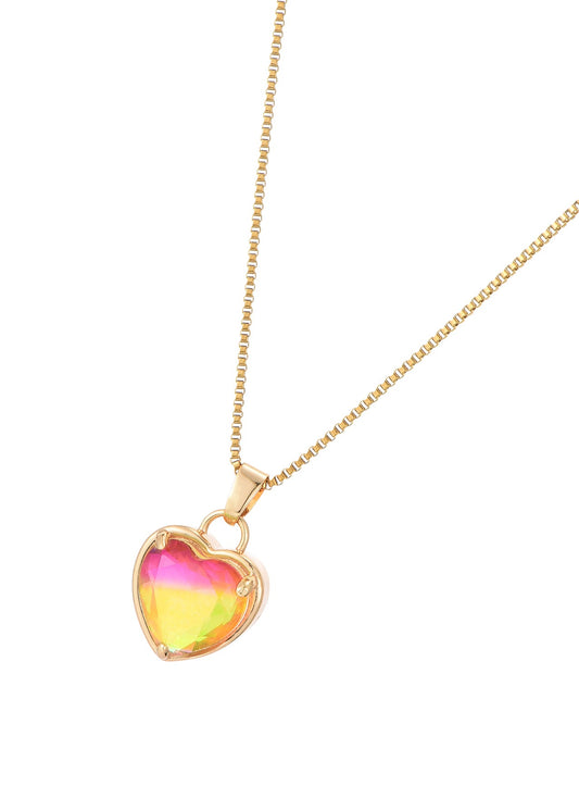 Collana dorata con cuore di pina da cocktail estivo