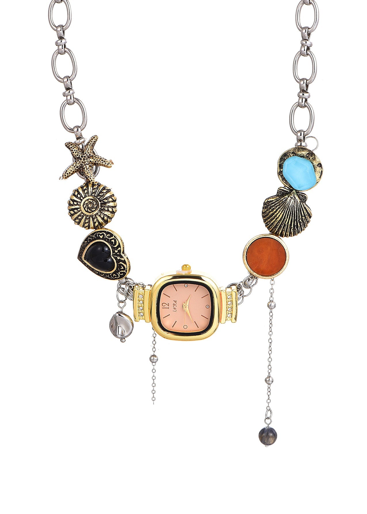 Guendalina Ocean O'Clock Vintage Uhr Goldene Choker Halskette