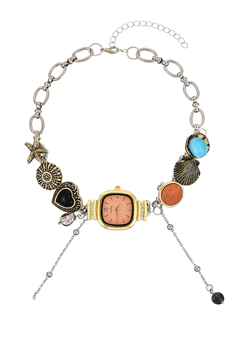 Collana girocollo dorata con orologio vintage Guendalina Ocean O'Clock
