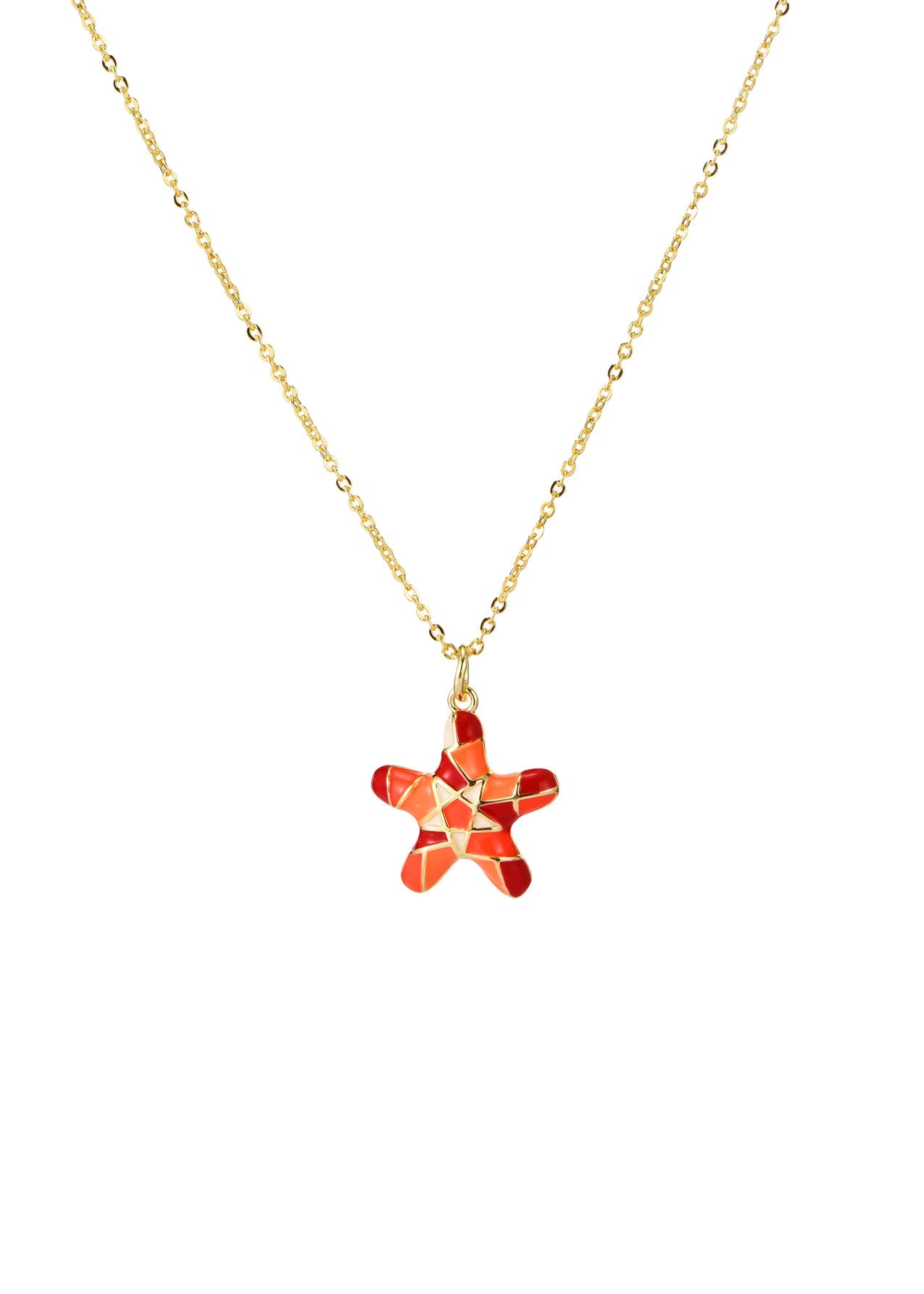 Marlin Passionate Seastar Orange Golden Necklace