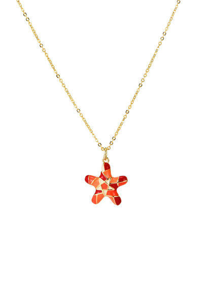 Marlin Passionate Seastar Orange Golden Necklace