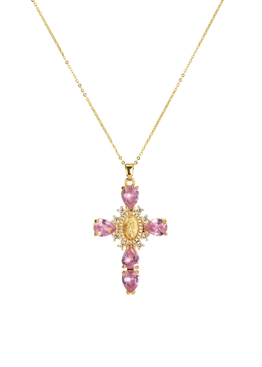 Luana Rosa Kreuz Goldene Halskette