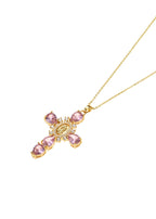 Luana Rosa Kreuz Goldene Halskette