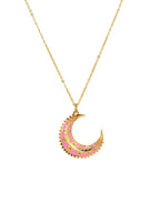 Benji – Goldene Halskette mit rosa Mond und Sommerblütenblatt