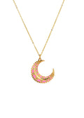 Benji – Goldene Halskette mit rosa Mond und Sommerblütenblatt