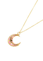 Benji – Goldene Halskette mit rosa Mond und Sommerblütenblatt