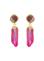 Darcy Rose Goldene Ohrringe aus rosa Naturstein