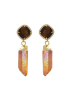 Darcy Orange Pink Naturstein Goldene Ohrringe