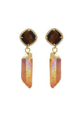 Darcy Orange Pink Naturstein Goldene Ohrringe