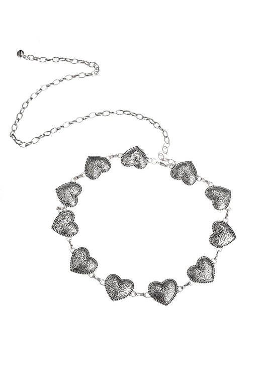 Catena da cintura vintage in argento con scritta "Love"