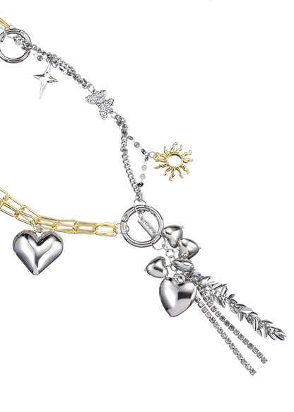 Catena da vita in argento dorato con cuore sole estivo