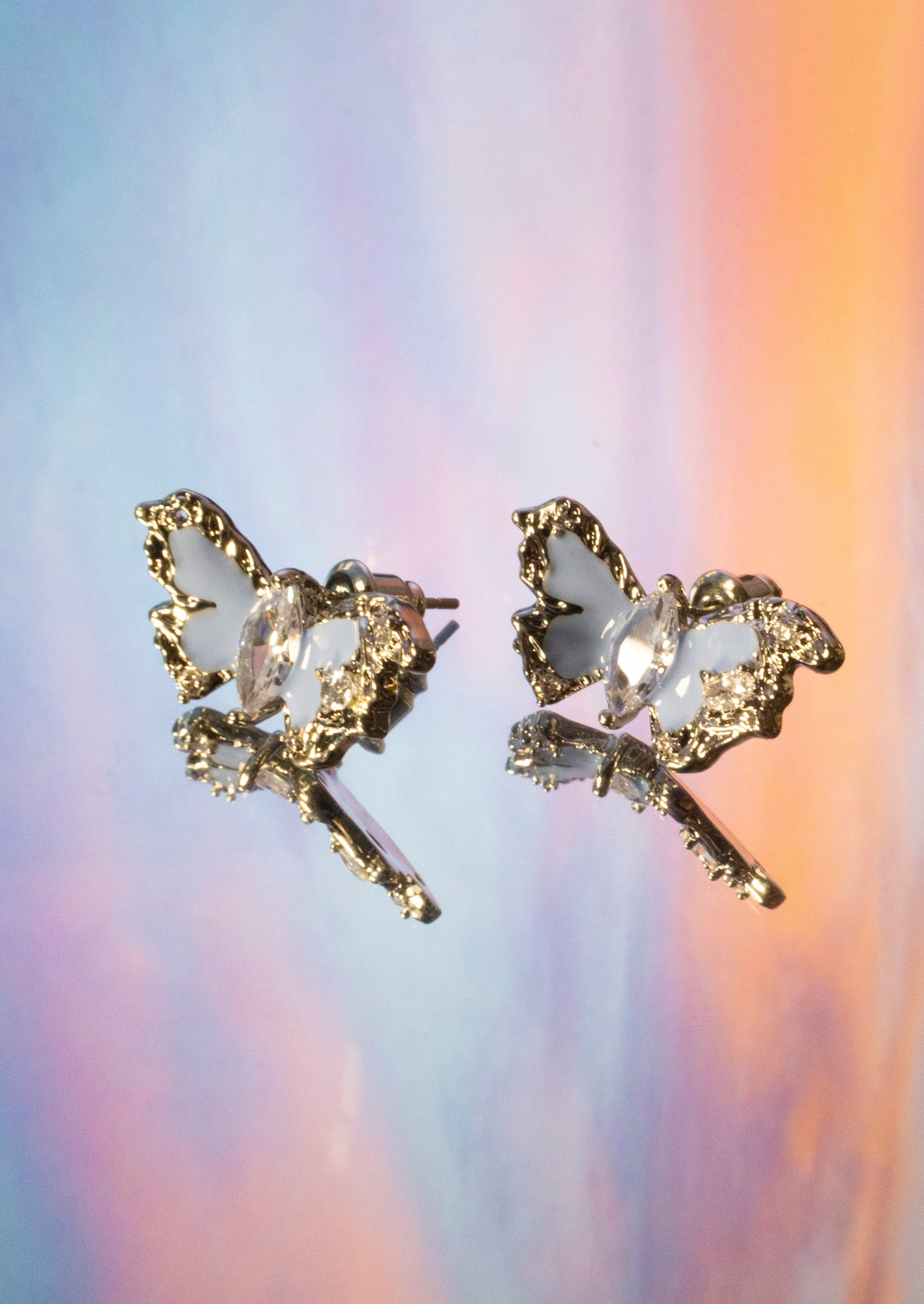 Mel Blue Myth Schmetterling Silber Ohrringe
