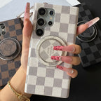 Plaid Holder MagSafe Galaxy Case For Samsung