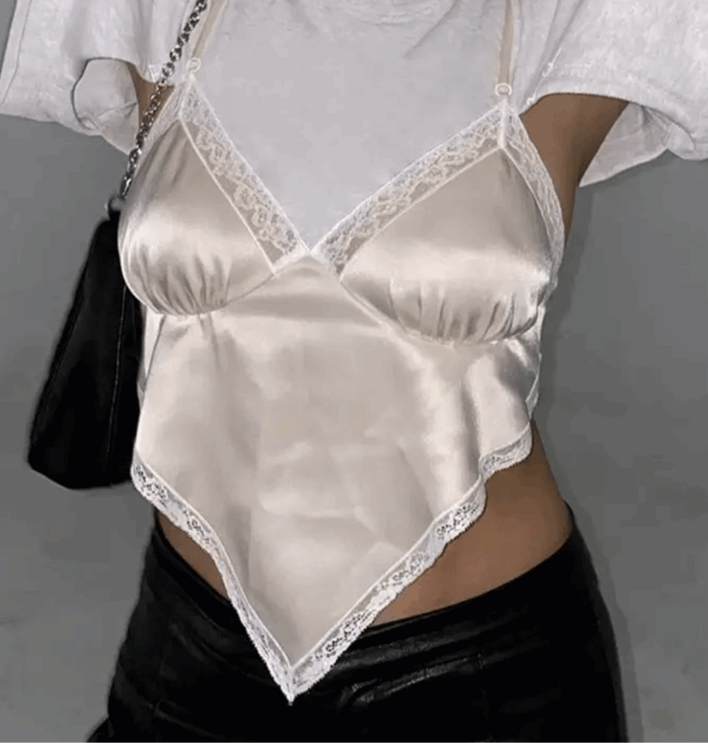 Backless Bandana Top In Cream Satin