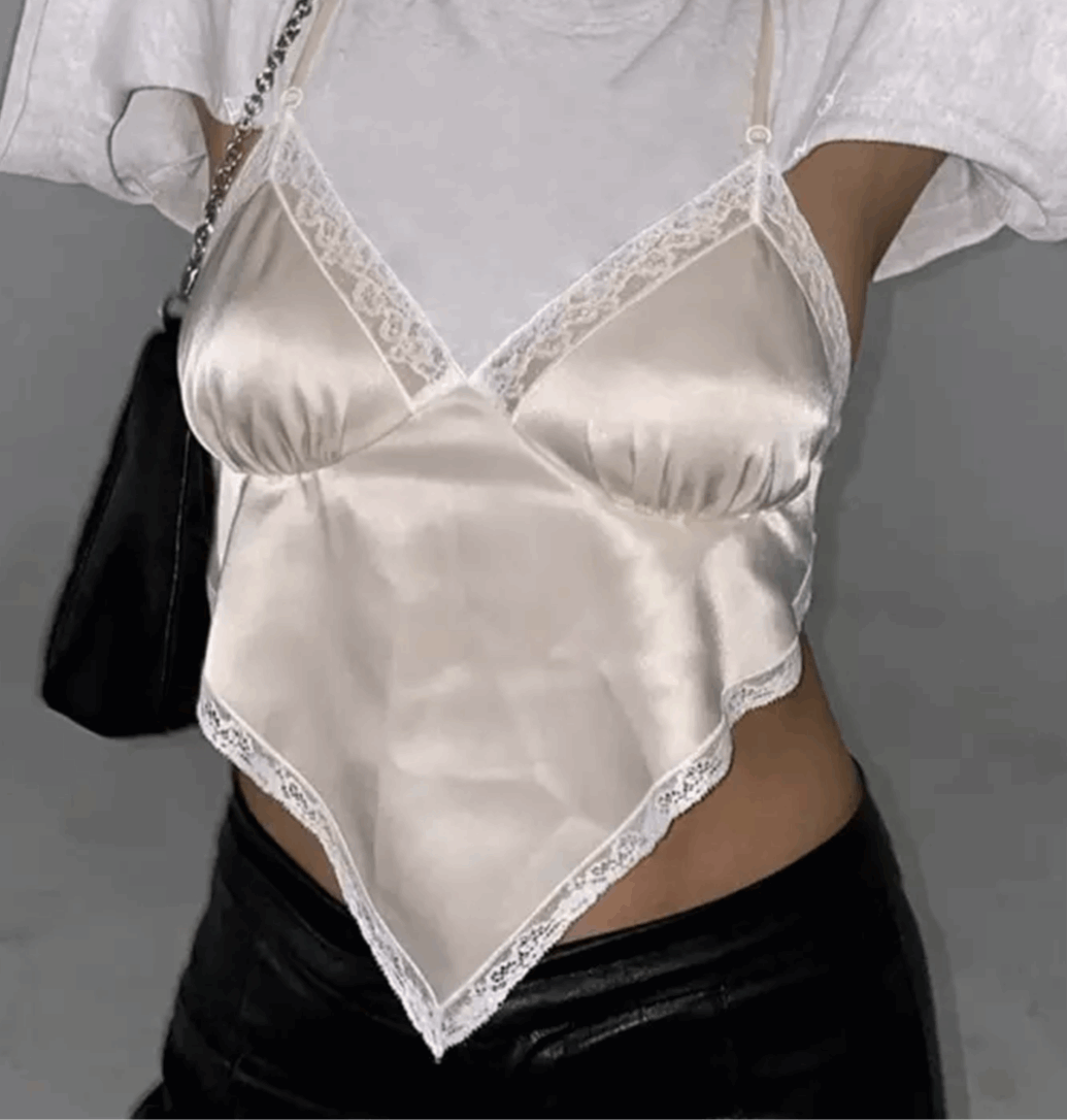 Backless Bandana Top In Cream Satin