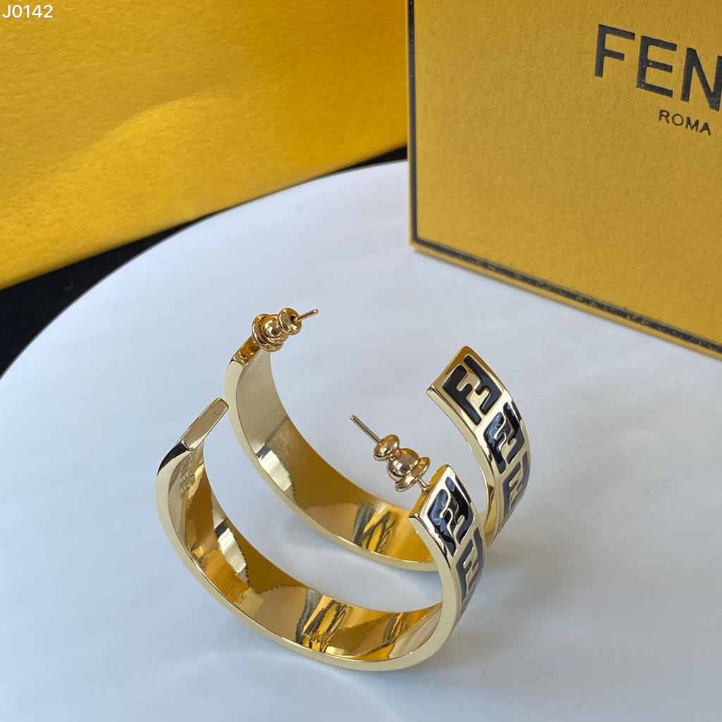 Double Letter Half Hoop Earrings