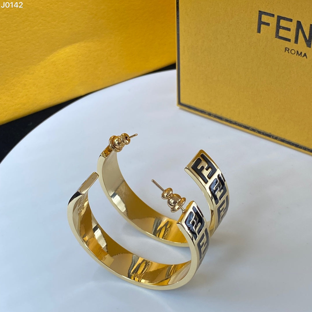 Double Letter Half Hoop Earrings