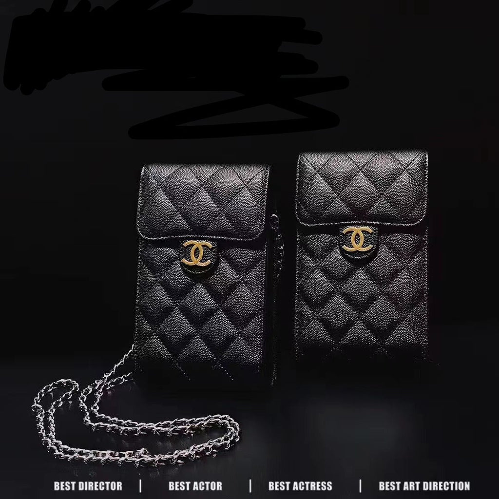 Borsa per telefono in pelle nera