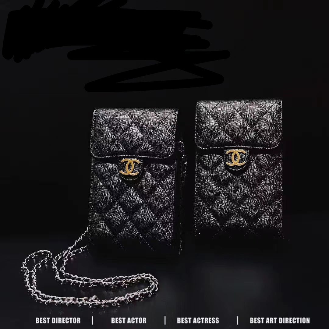 Borsa per telefono in pelle nera