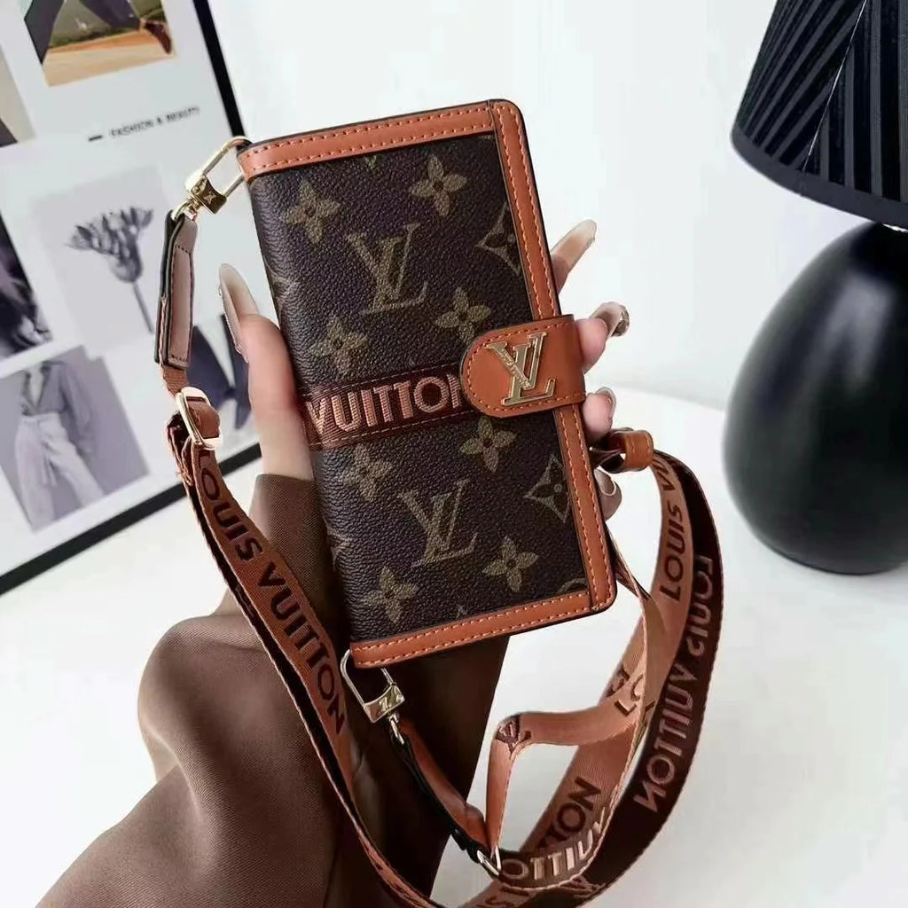 Leder Brieftasche Lanyard Handyhülle für iPhone