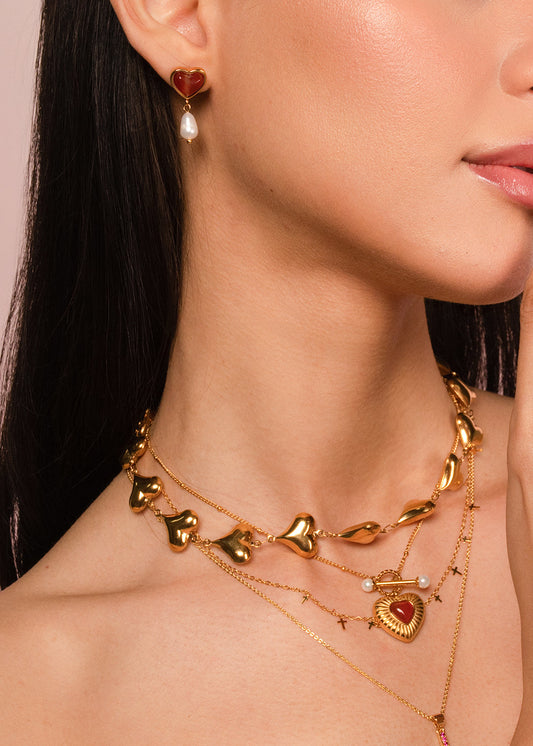 Emily Karneol Perle Sommer Goldene Ohrringe