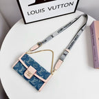 Letter Holster Scarf Chain Wallet Case For iPhone