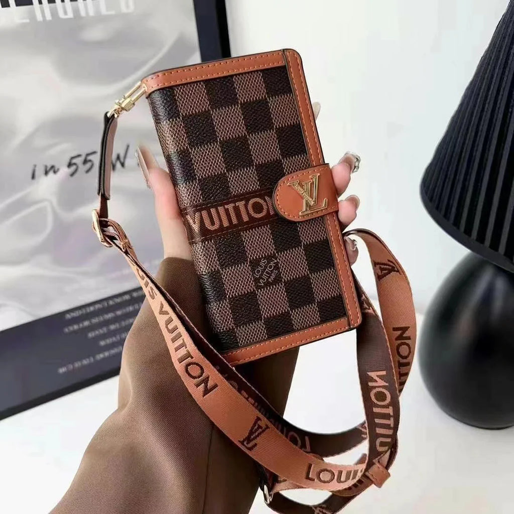 Leder Brieftasche Lanyard Handyhülle für iPhone