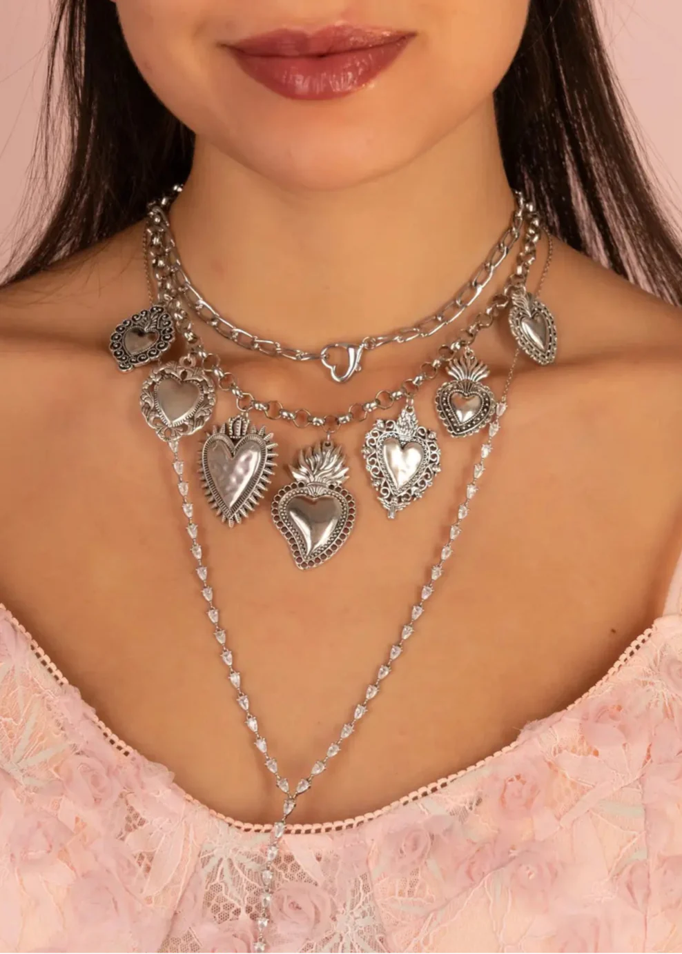 Sacre Coeur Ardent Heart Silver Necklace