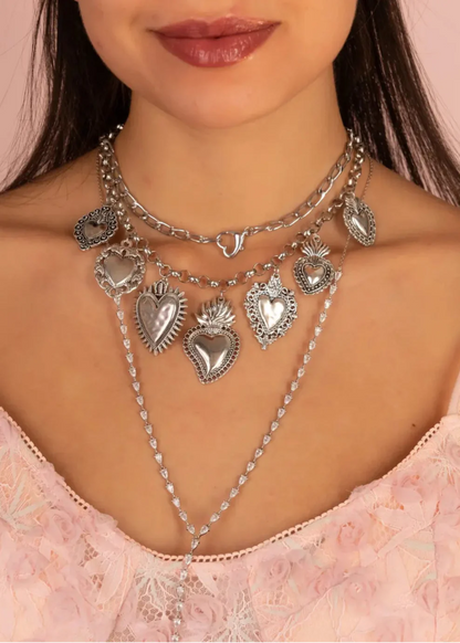 Sacre Coeur Ardent Heart Silver Necklace
