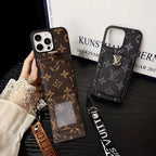 Embossed Wallet Strap Phone Case For iPhone