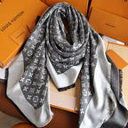Grey Love Square Silk Scarf